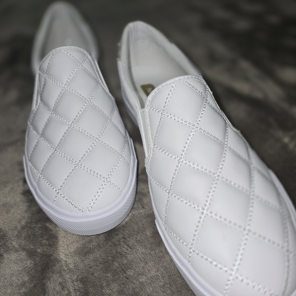 Nine West White Quilted Slip-On Sneakers